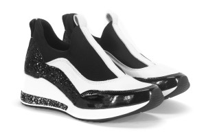 Sneakersy damskie na platformie Czarny + Biały