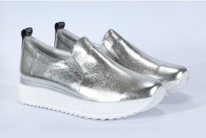 Sneakersy damskie na platformie Srebrny
